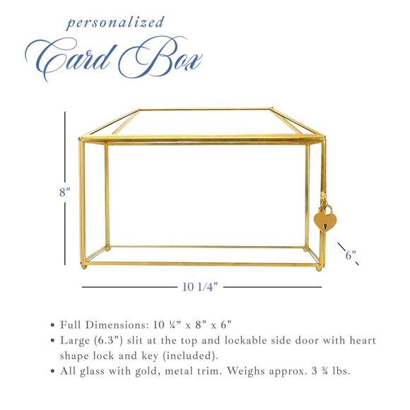 Wedding Card Box, Card Box for Wedding Table, Personalized Glass Card Box - Picture 8 of 12